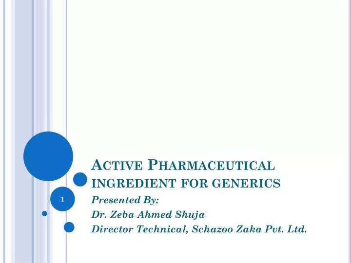 active pharmaceutical ingredient for generics