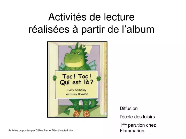 activit s de lecture r alis es partir de l album