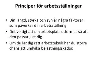 principer f r arbetsst llningar