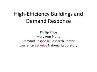 High-Efficiency Buildings and Demand Response