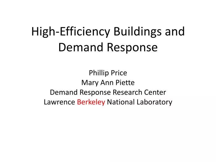 high efficiency buildings and demand response