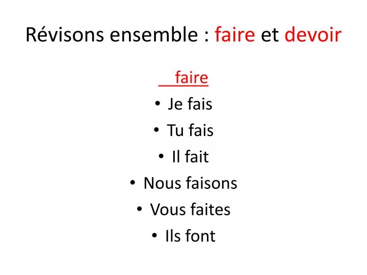 r visons ensemble faire et devoir