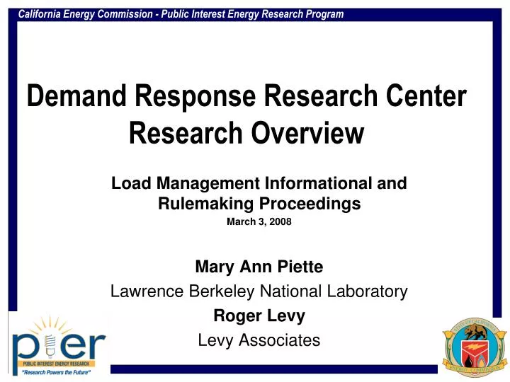 demand response research center research overview