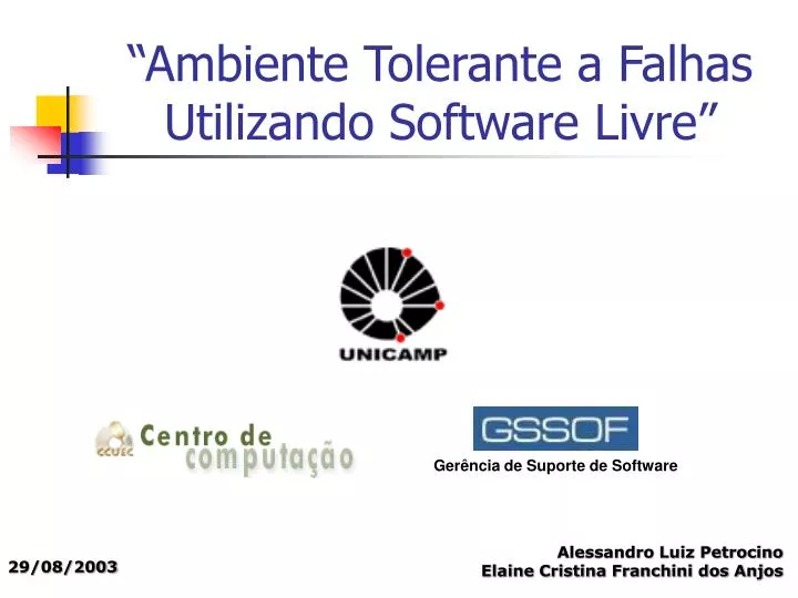 ambiente tolerante a falhas utilizando software livre