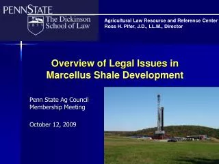 Overview of Legal Issues in Marcellus Shale Development