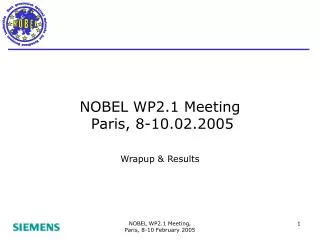 NOBEL WP2.1 Meeting Paris, 8-10.02.2005