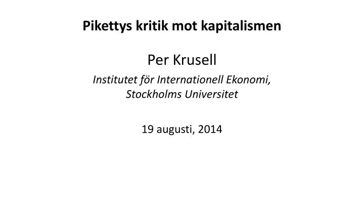 pikettys kritik mot kapitalismen