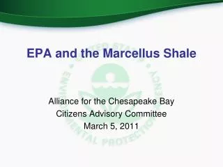 EPA and the Marcellus Shale