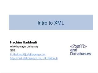 Intro to XML