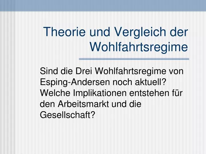 theorie und vergleich der wohlfahrtsregime