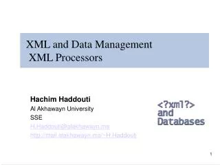 XML and Data Management XML Processors