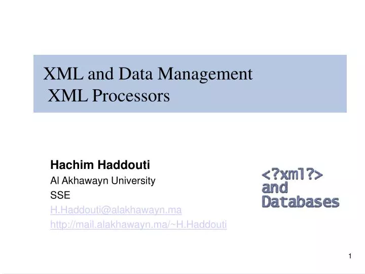 xml and data management xml processors