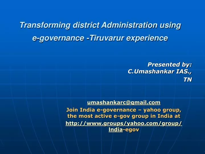 transforming district administration using e governance tiruvarur experience