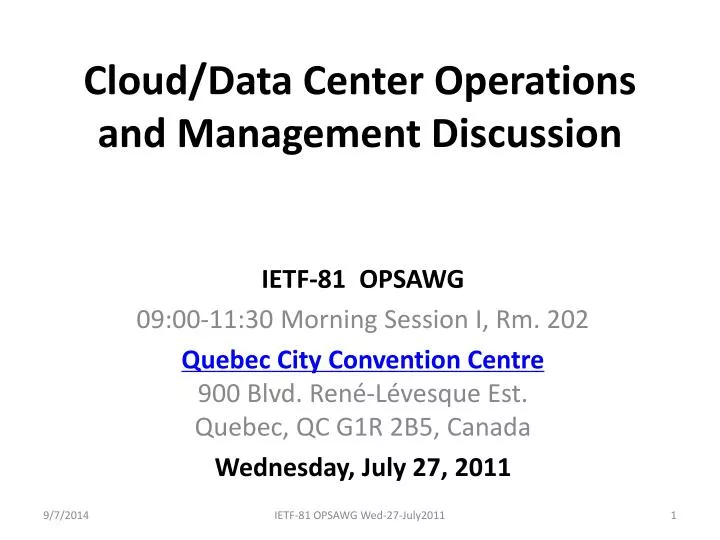 cloud data center operations and management discussion