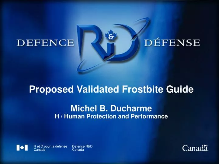 proposed validated frostbite guide michel b ducharme h human protection and performance