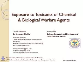 Exposure to Toxicants of Chemical &amp; Biological Warfare Agents