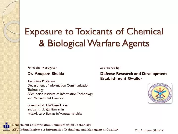 exposure to toxicants of chemical biological warfare agents