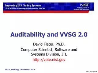 Auditability and VVSG 2.0