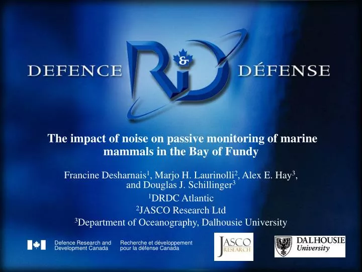the impact of noise on passive monitoring of marine mammals in the bay of fundy