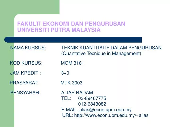 fakulti ekonomi dan pengurusan universiti putra malaysia