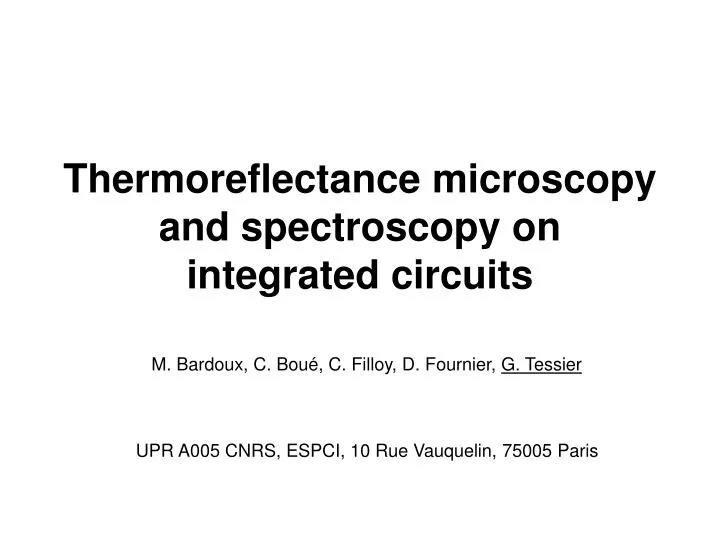thermoreflectance microscopy and spectroscopy on integrated circuits