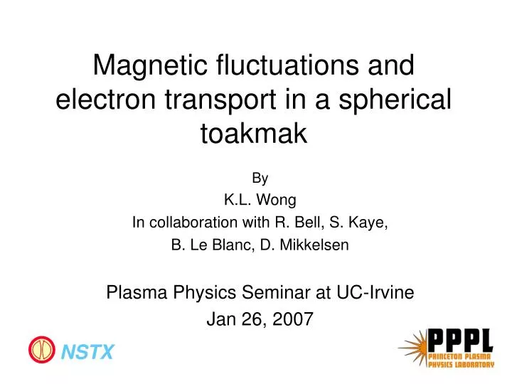 magnetic fluctuations and electron transport in a spherical toakmak