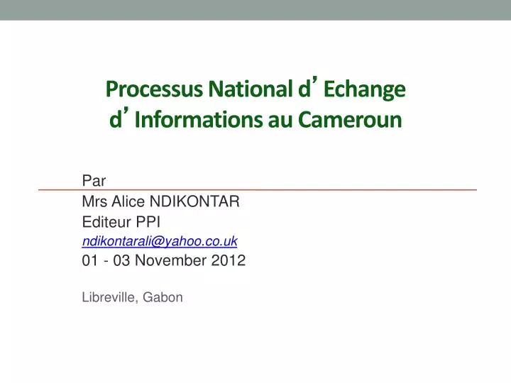 processus national d echange d informations au cameroun