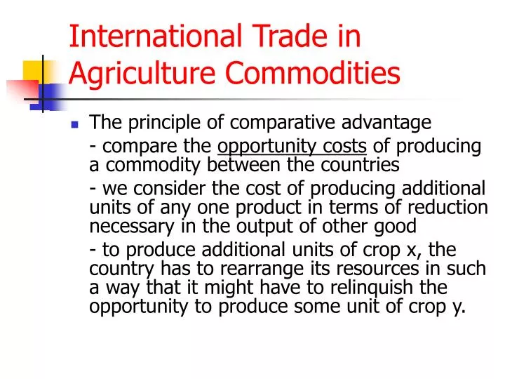 international trade in agriculture commodities