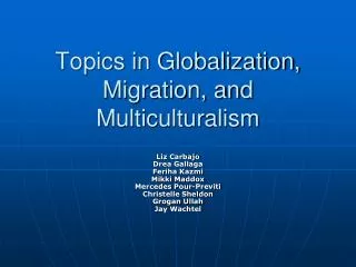 Topics in Globalization, Migration, and Multiculturalism