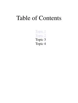 table of contents