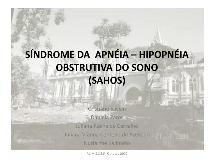 s ndrome da apn ia hipopn ia obstrutiva do sono sahos