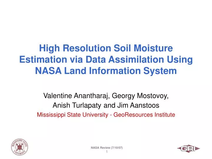high resolution soil moisture estimation via data assimilation using nasa land information system