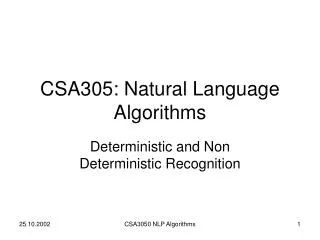 CSA305: Natural Language Algorithms