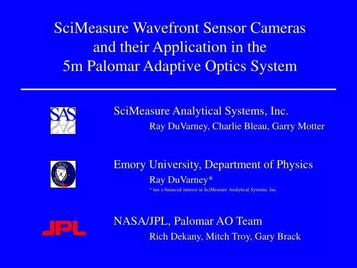 scimeasure wavefront sensor cameras and their application in the 5m palomar adaptive optics system