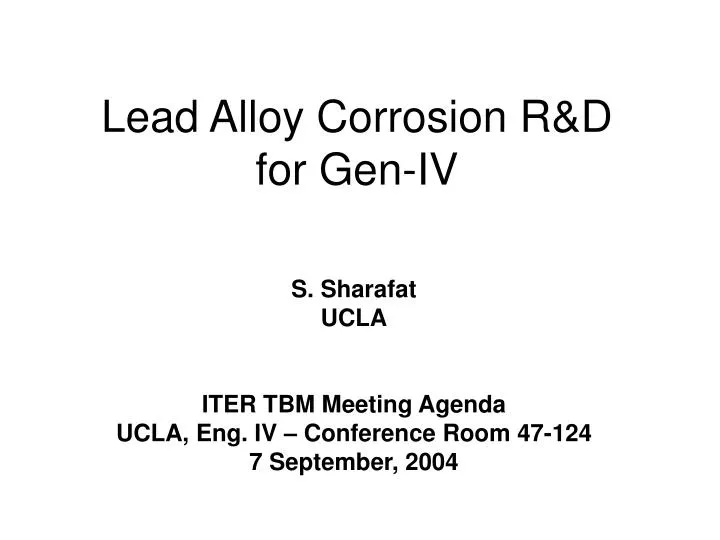 lead alloy corrosion r d for gen iv