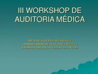 iii workshop de auditoria m dica