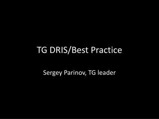 TG DRIS/Best Practice