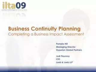 Business Continuity Planning Completing a Business Impact Assessment