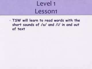 Level 1 Lesson1