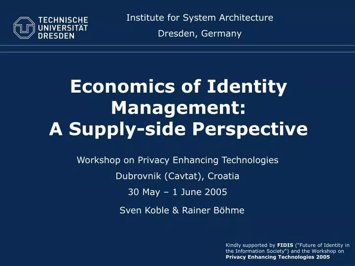 economics of identity management a supply side perspective