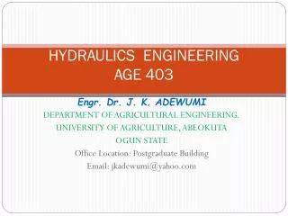 HYDRAULICS ENGINEERING AGE 403