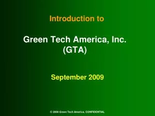 Green Tech America, Inc. (GTA)