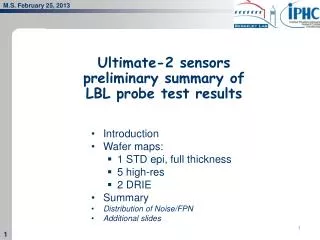 Ultimate-2 sensors preliminary summary of LBL probe test results
