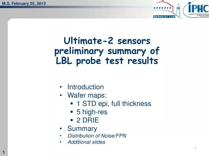 ultimate 2 sensors preliminary summary of lbl probe test results