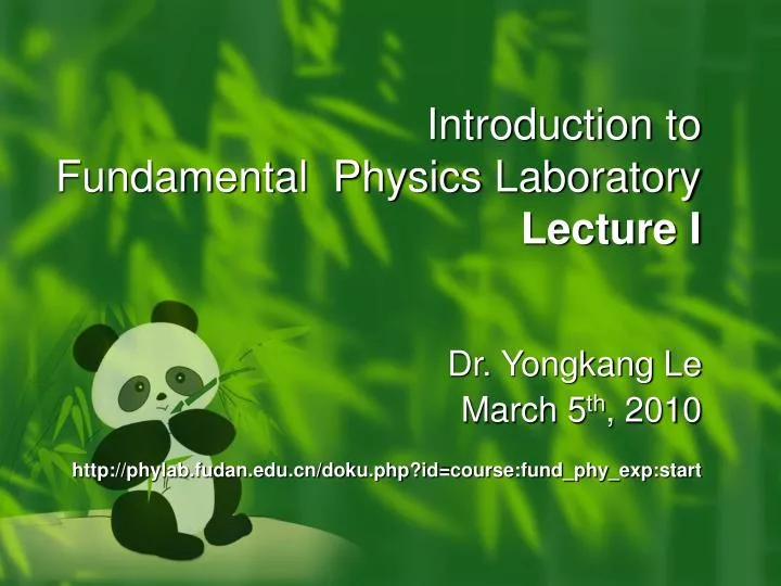 introduction to fundamental physics laboratory lecture i