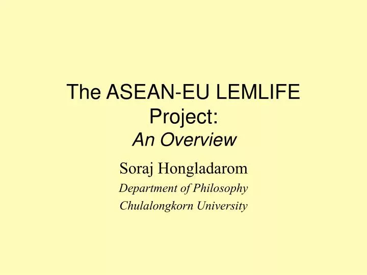 the asean eu lemlife project an overview