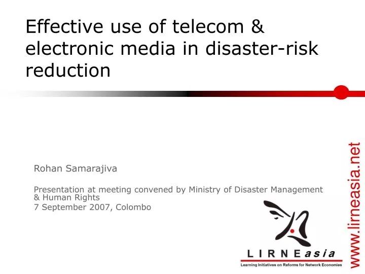 effective use of telecom electronic media in disaster risk reduction