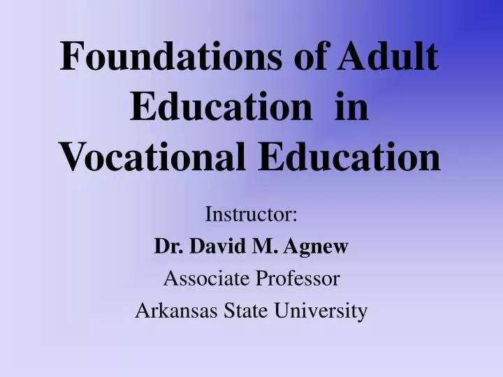 foundations of adult education in vocational education