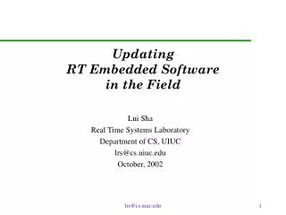 Updating RT Embedded Software in the Field