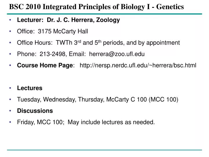 bsc 2010 integrated principles of biology i genetics